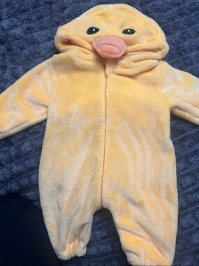 Cozy Yellow Duck Hooded Baby One-Piece Footie